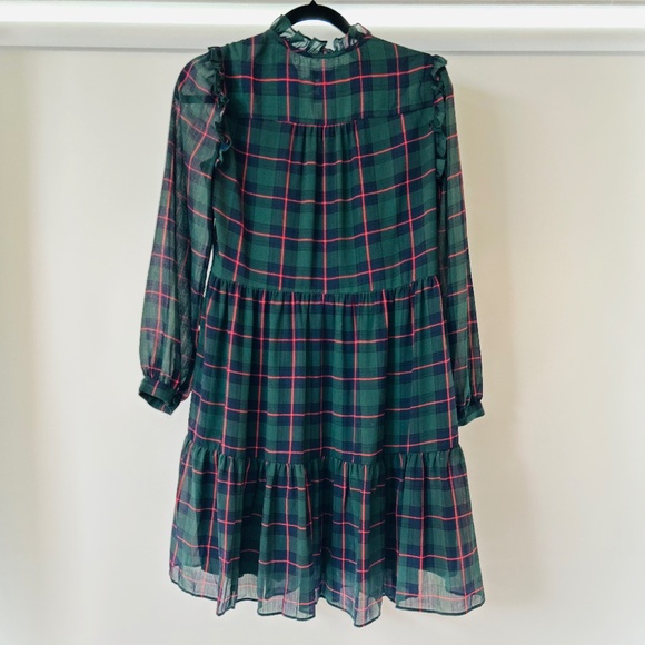 J.Crew Tie-neck Tiered Dress in Black Watch Tartan - Picture 5 of 5